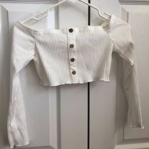 White off the shoulder ribbed crop top